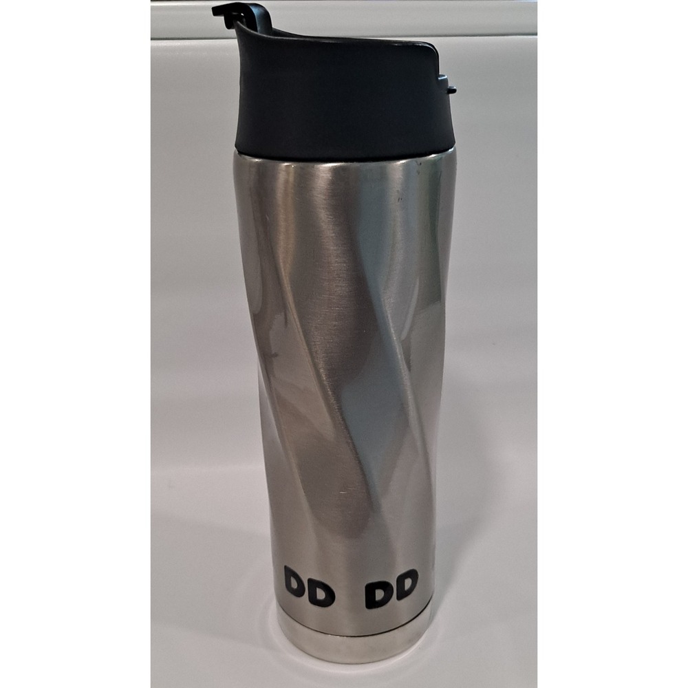 Dunkin Donuts Stainless Steel Travel Mug Twist Insulated Tumbler Black Lid